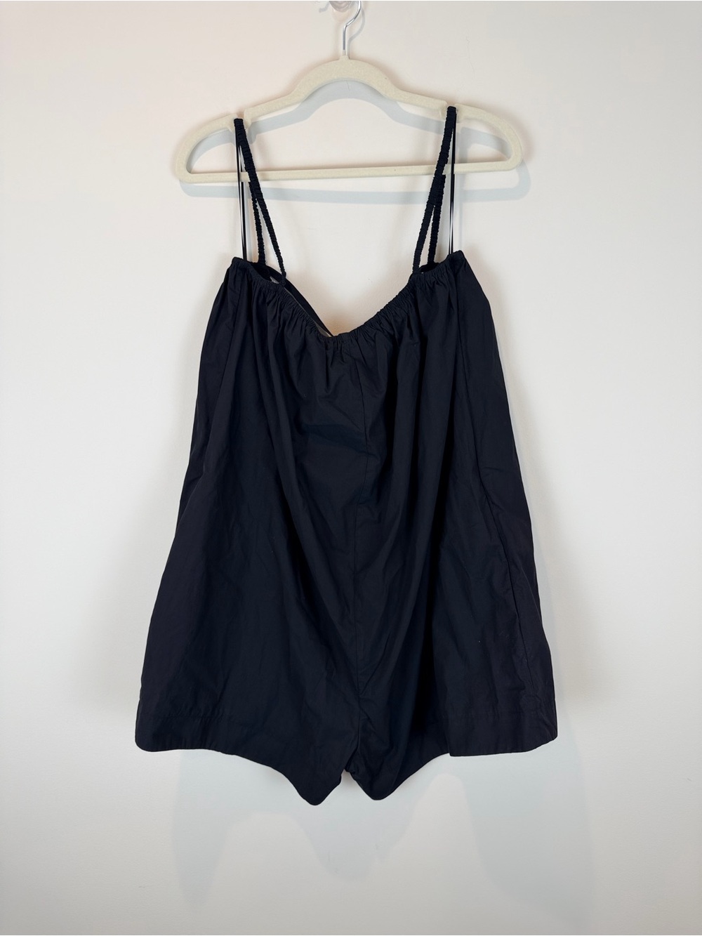 NWT Mable Black Strap Women's Boxy Bubble Cotton Romper Size Small